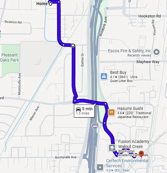 5 Min drive to Pleasant Hill Bart