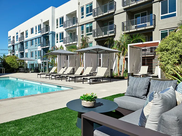 Poolside patio seating