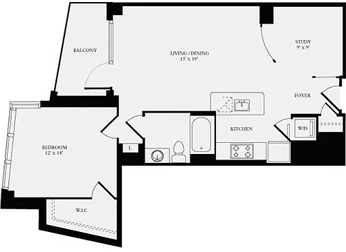 Floor plan 1 Bedroom U