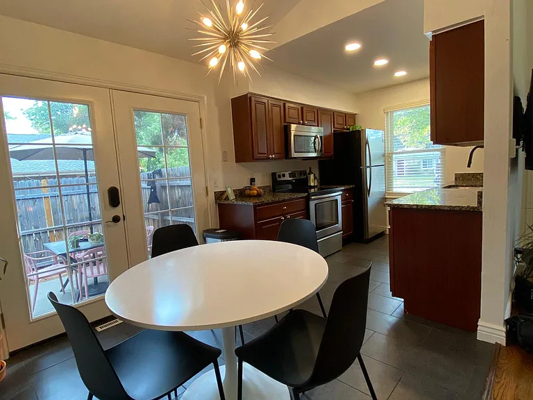 functional kitchen with comfortable seating