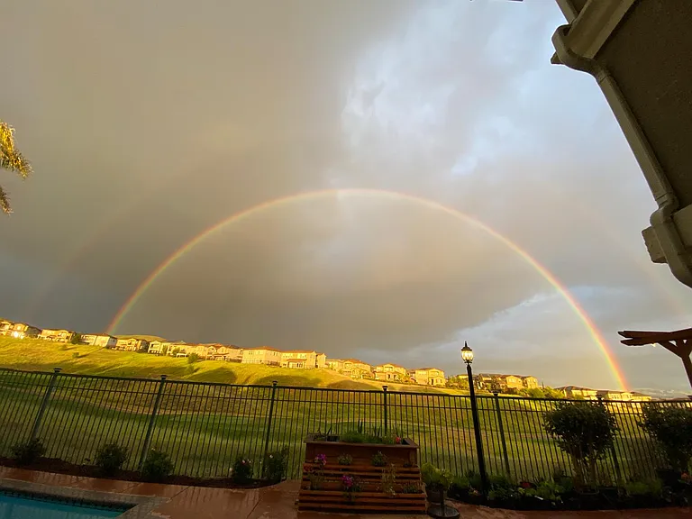 This is the backyard on a rainbow day.