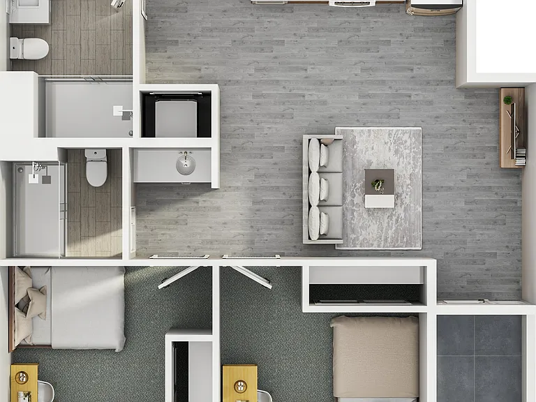 Explore this chic urban flat designed for modern living with an open-concept layout. Explore this chic urban flat designed for modern living with an open-concept layout.