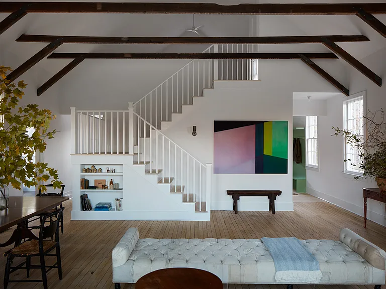 main space with stairs to lofted bedroom
