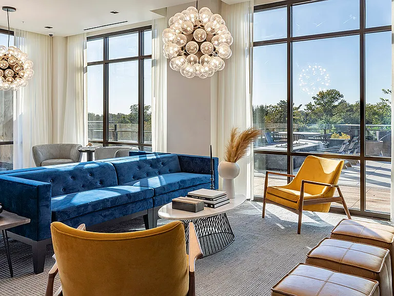 Apartment community penthouse lounge at Griffis Edgemoor in Bethesda, Maryland.