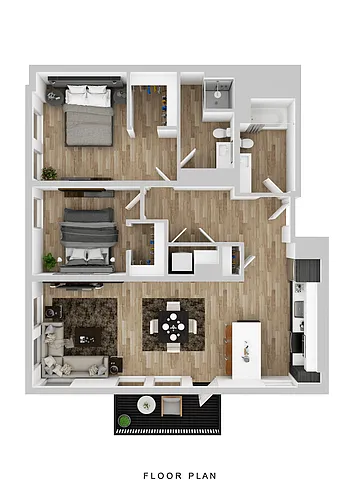 Floor plan Cascara - 2 Bed C1 Small Balcony