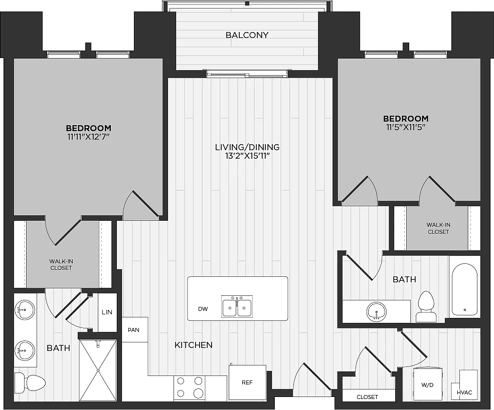 Floor plan 2 Bed/2 Bath-D3