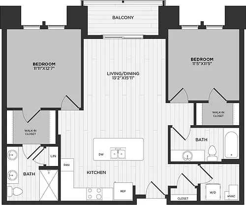 Floor plan 2 Bed/2 Bath-D3