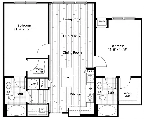 Floor plan 2 Bed/2 Bath