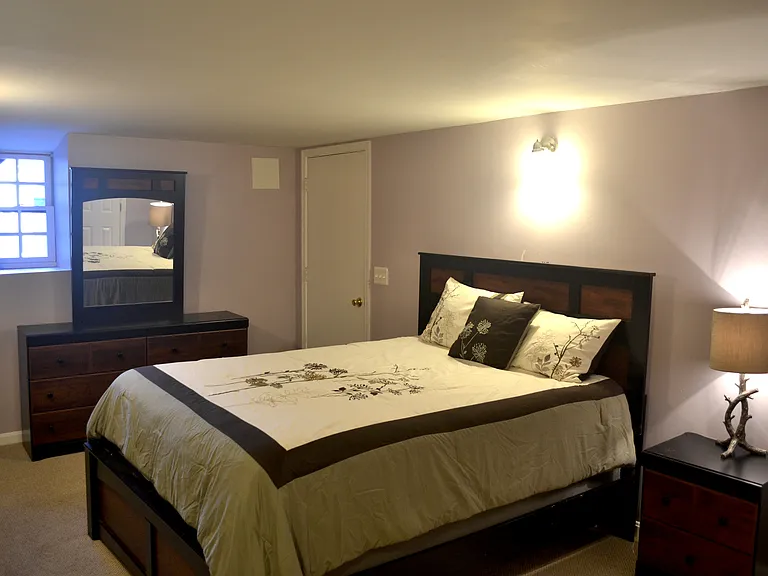 Bedroom facing back of building