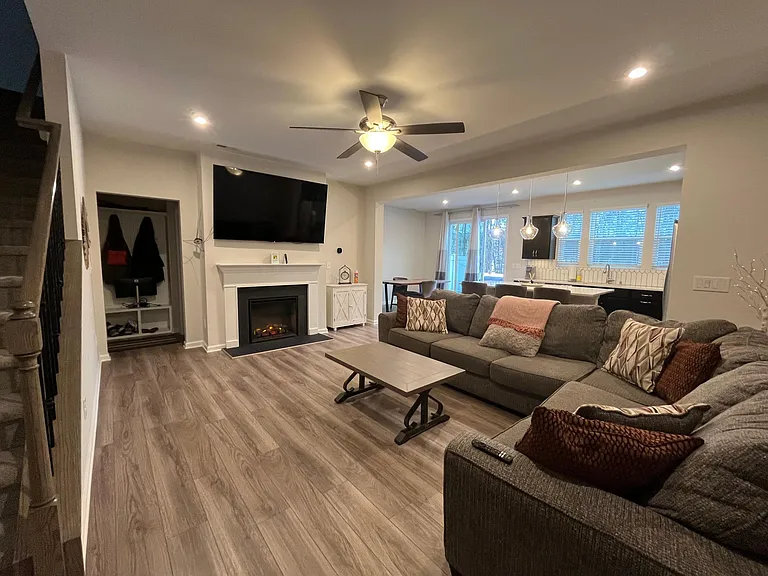 Living Room with Electric heat capable Fireplace, Glass covered