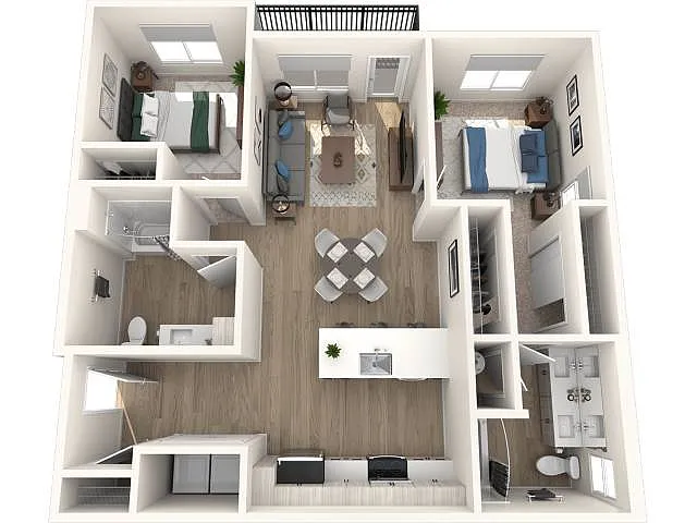 Floor plan 2x2 Bedroom C3-A