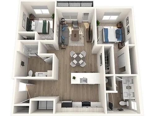 Floor plan 2x2 Bedroom C3-A