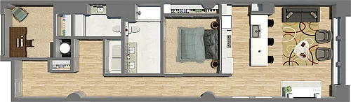 Floor plan Suite Style 04 - 1 Bedroom 1.5 Baths with Den