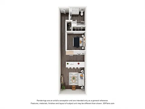 Floor plan Open 1 Bedroom - B3