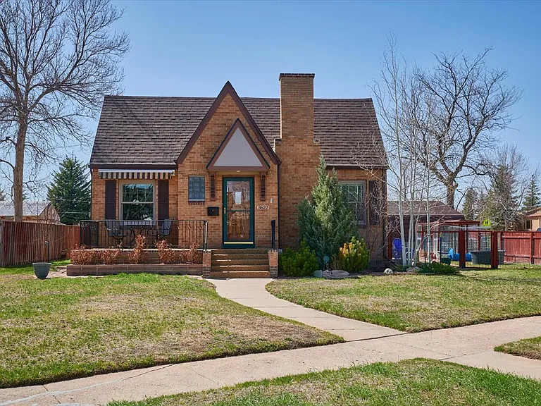 Front of the house on a large corner lot