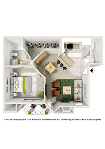 Floor plan 1Bedroom/1Bath