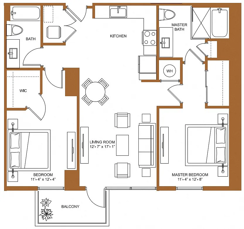 Floor plan 2 Bed/2 Bath-B4