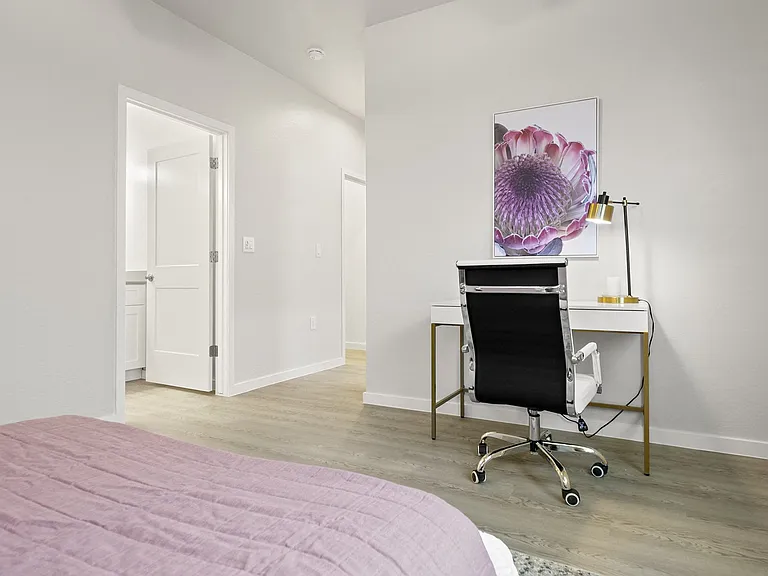 Bedroom with attached bathroom