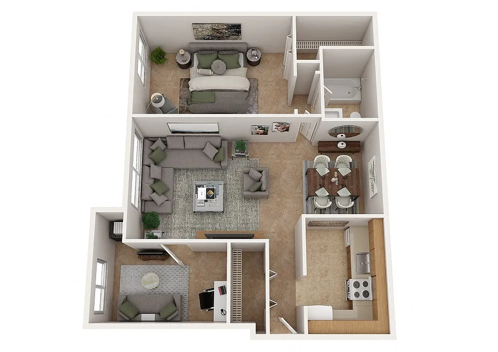 Floor plan One Bedroom Den