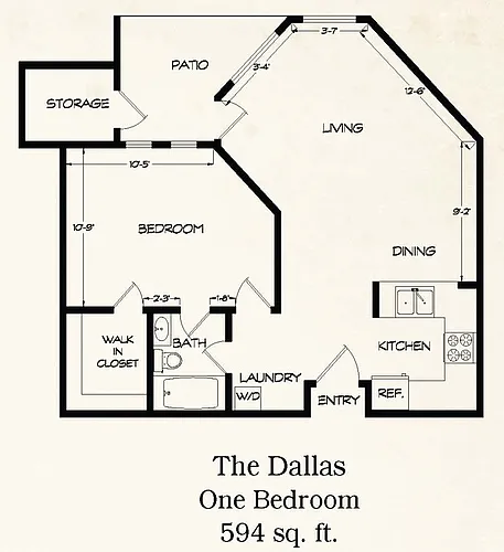 Floor plan 1 Bedroom - The Dallas