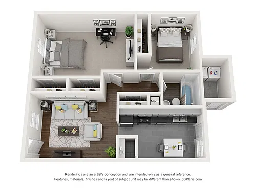 Floor plan 2 Bedroom 1 Bath