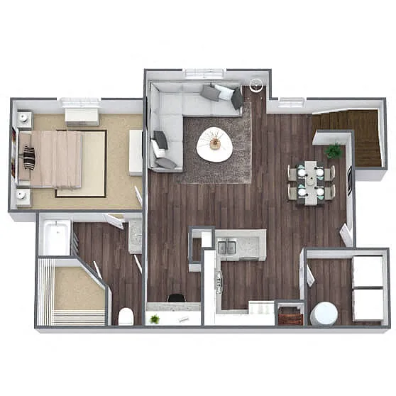 Floor plan 1 BED 1 BATH A