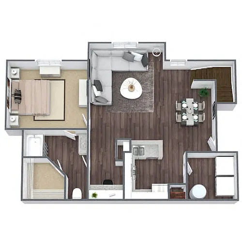 Floor plan A1: 1 Bed 1 Bath