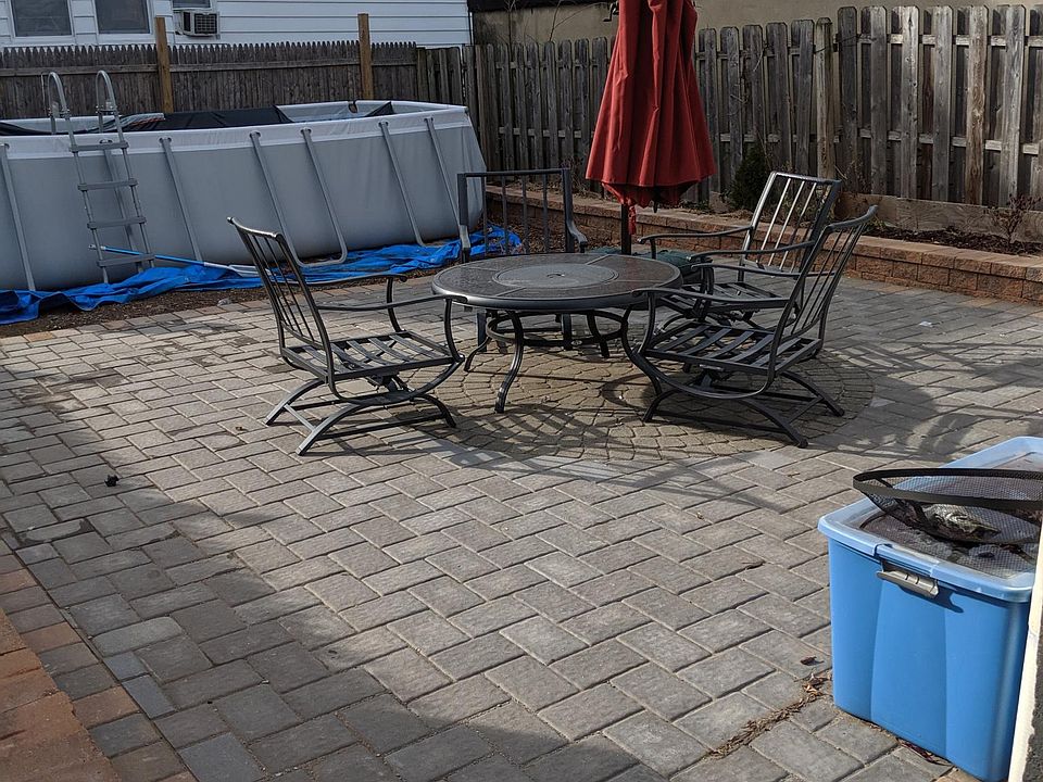 Paved back yard.