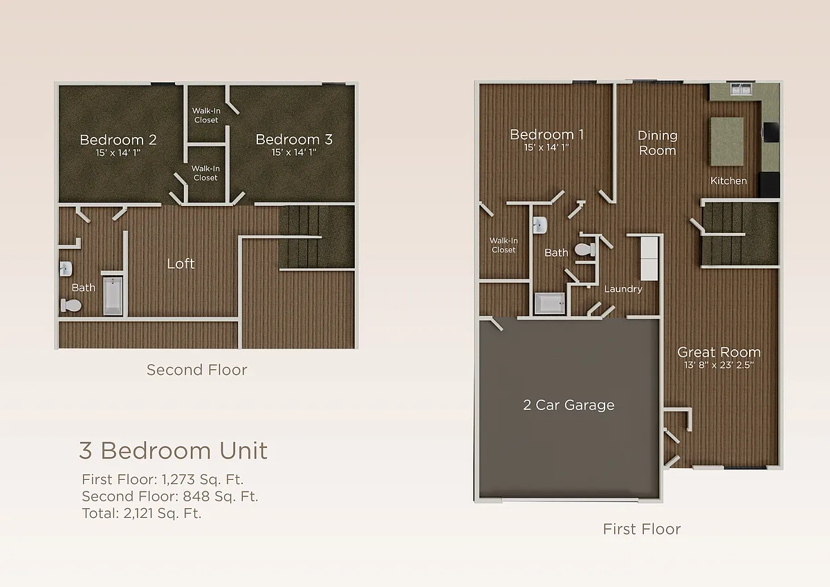 Floor plan 3 Bedroom Townhome