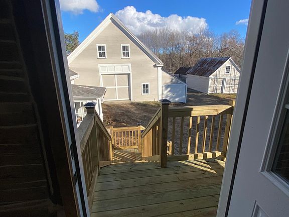 View out the main entrance, including deck