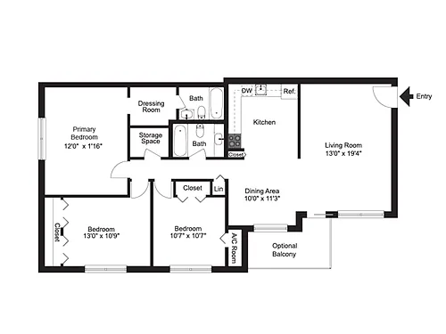 Floor plan Three Bedroom