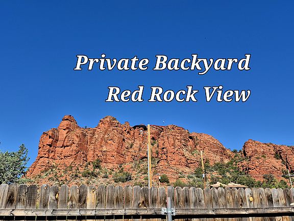 Stunning Views from the guesthouse. Enjoy the red rock skyline and a totally private, fenced backyard area.