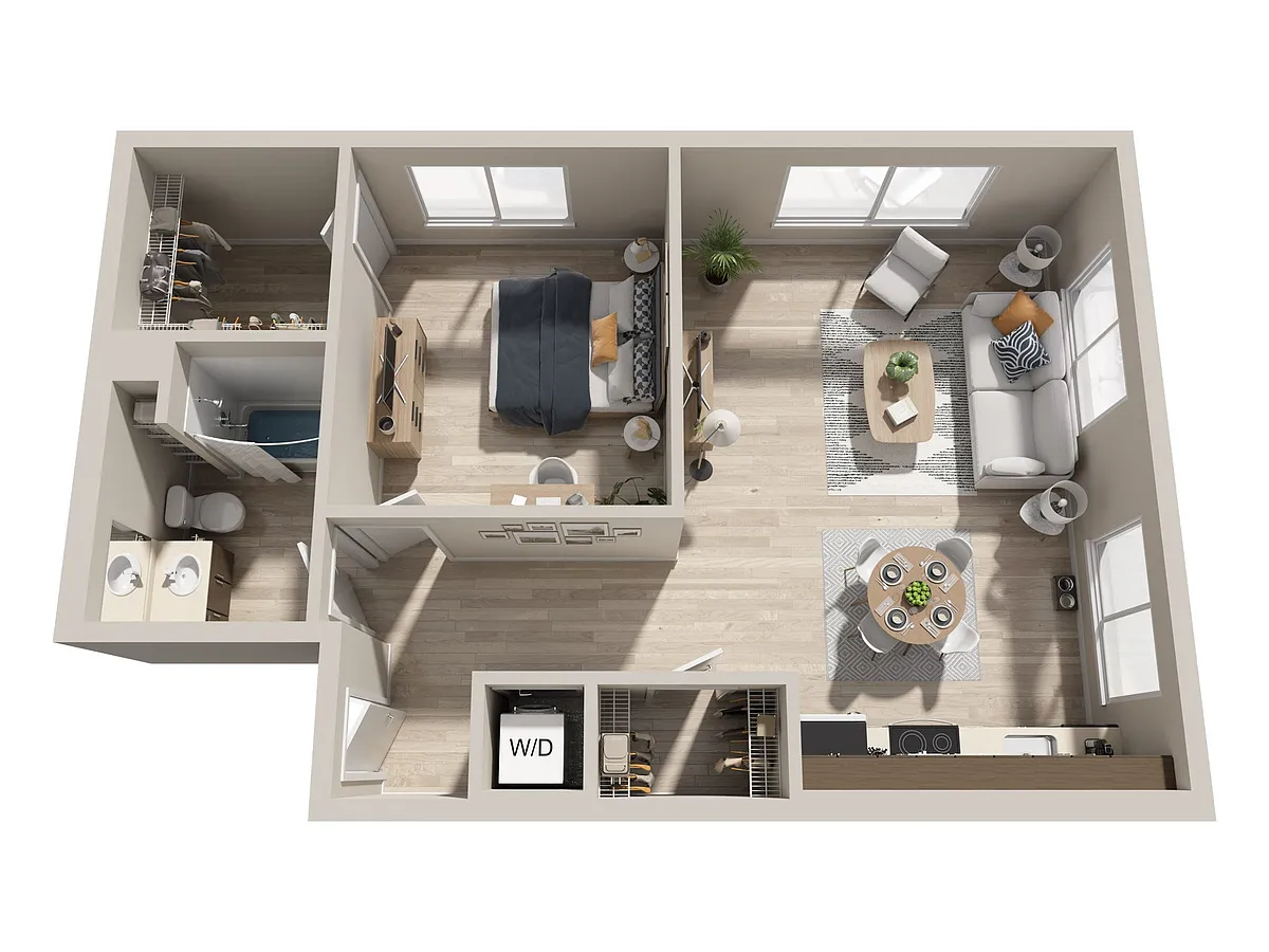 Floor plan 1bd 1ba Q