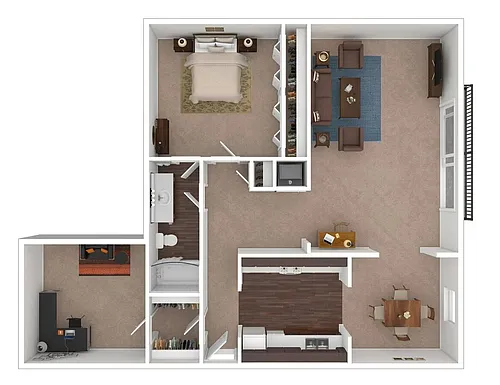 Floor plan One Bedroom, One Bathroom Den