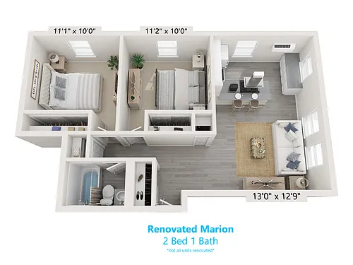 Floor plan 2 Bed 1 Bath - A