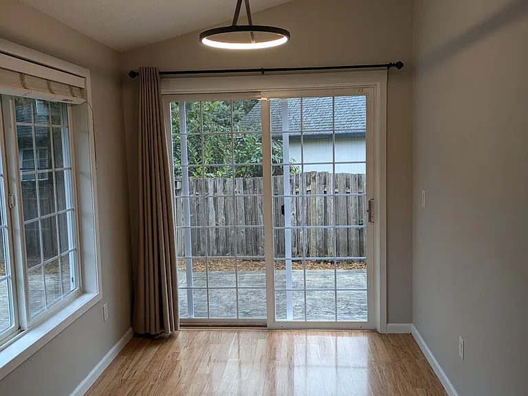 Morning room with slider to backyard