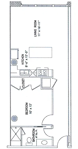 Floor plan 1 Bedroom, 1 Bathroom