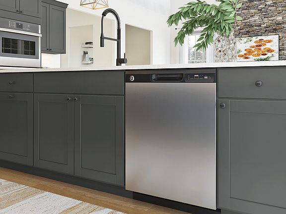 Matte black hardware in kitchen