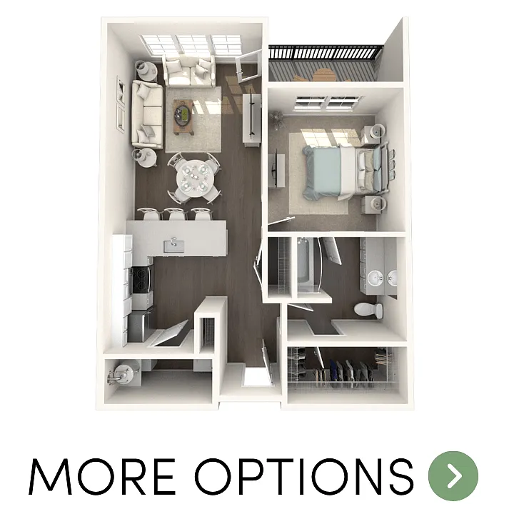 Floor plan 1 Bedroom, 1 Bathroom Apartment