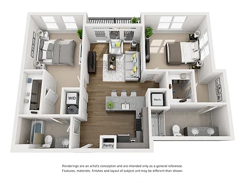 Floor plan Floor Plan J Two Bedroom / Two Bath w/Balcony