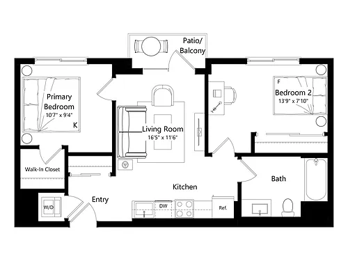Floor plan L2A.4 - 2 Bed 1 Bath