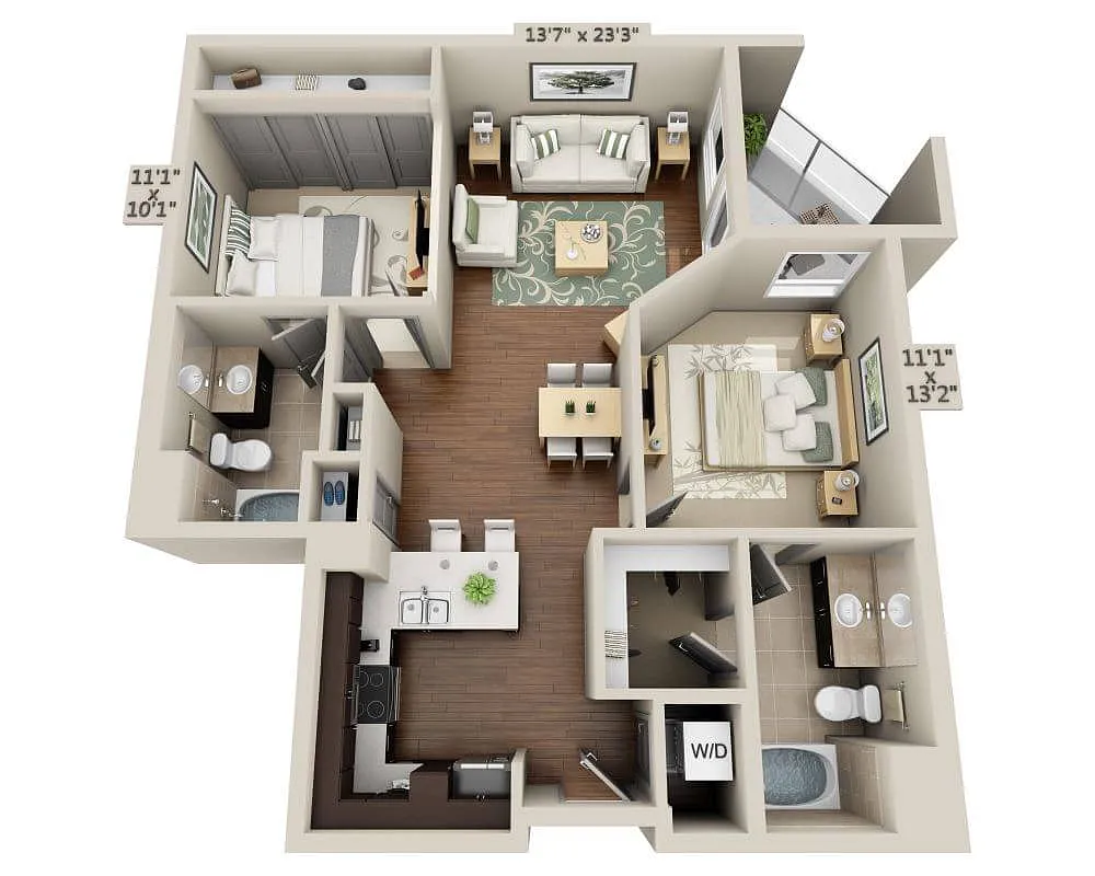 Floor plan Two Bedroom B2A