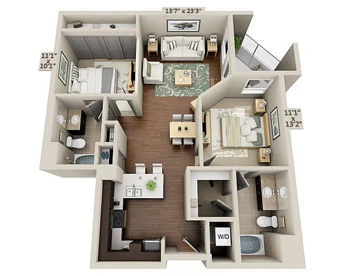 Floor plan Two Bedroom B2A