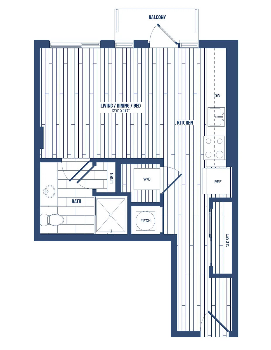 Floor plan Studio-HS2-Balcony