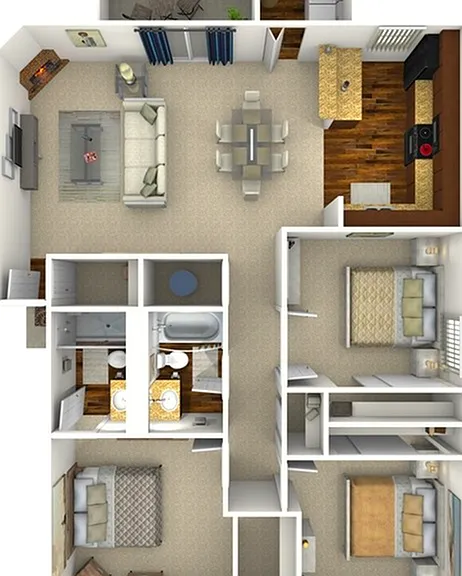 Three bedroom, two bath, 1,240 square foot apartment Three bedroom, two bath, 1,240 square foot apartment