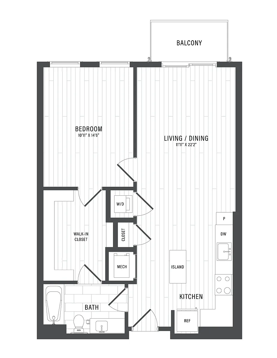 Floor plan 1 Bed/1 Bath-C1.1