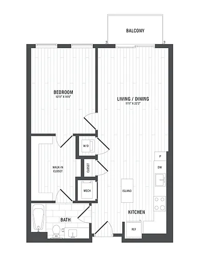Floor plan 1 Bed/1 Bath-C1.1
