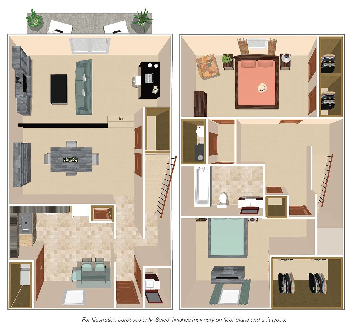 Floor plan 2 Bedroom, 1.5 Bath Townhome
