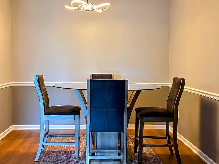 Dining area. Dining table and chairs can be yours to use while renting.