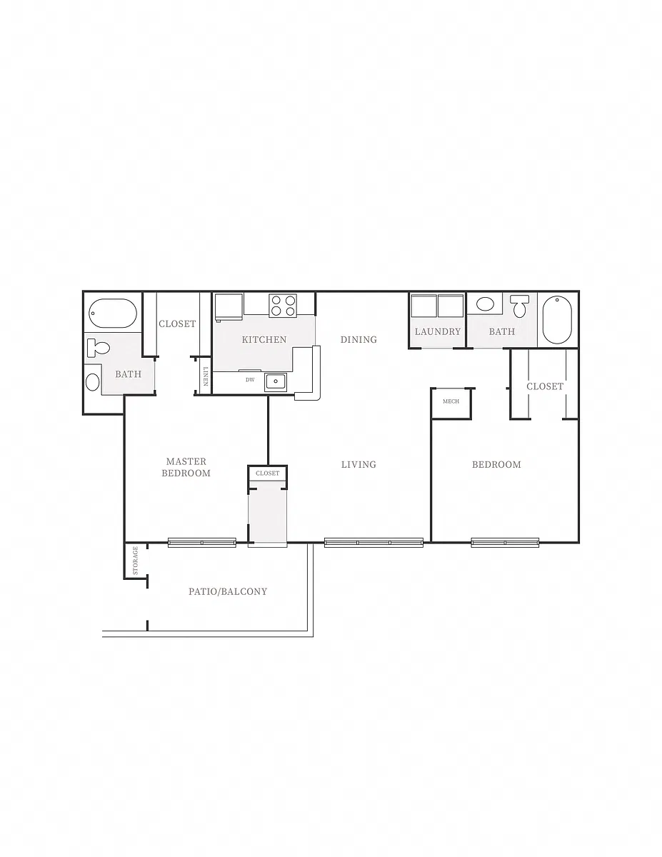 Floor plan 2 Bedroom 2 Bath Deluxe